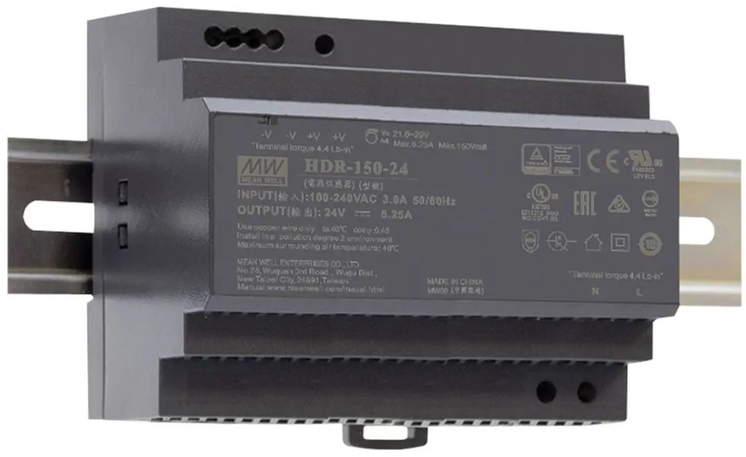Mean Well HDR-150-48 DIN-rail voeding 48V/DC 153.6W - afbeelding 4 van 4