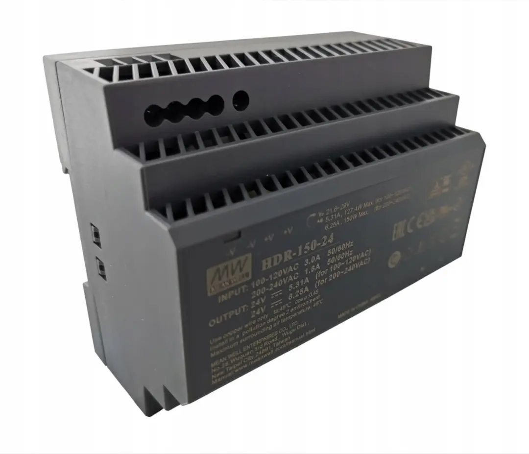 Mean Well HDR-150-24 DIN-rail netvoeding - 24V/DC 150W - afbeelding 2 van 3