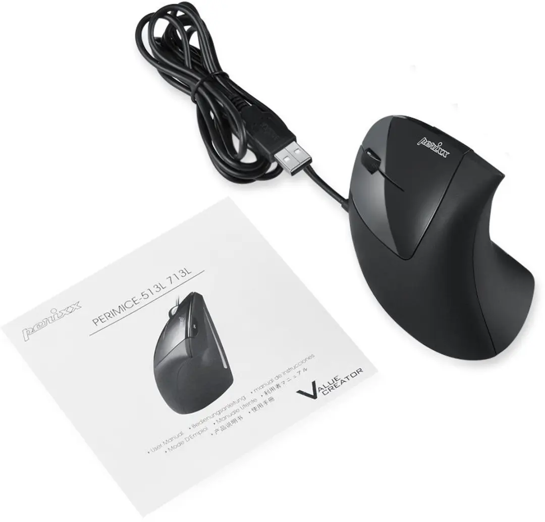 Perixx Perimice 513L 11516 Linkshandige Ergonomische Muis - Zwart - afbeelding 2 van 6