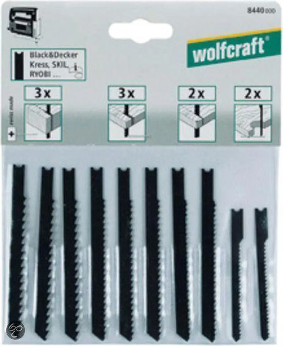 Wolfcraft Decoupeerzaagbladen Set 10-delig U-schacht