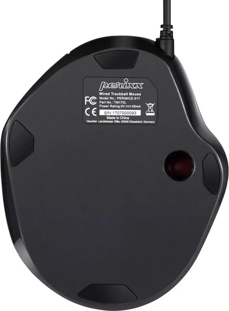 Perixx PERIMICE-517 Bedrade Trackball Muis - Zwart - afbeelding 6 van 6