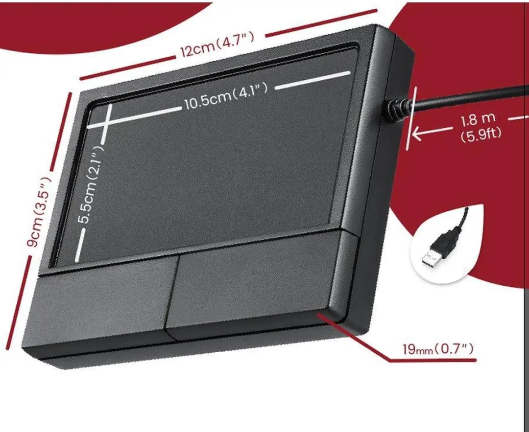 Perixx Peripad 504 ergonomisch touchpad - Bedraad - Zwart - afbeelding 3 van 6