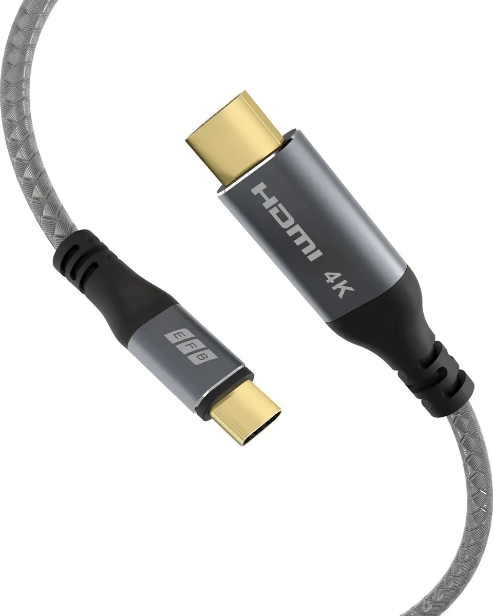 EFB Elektronik USB-HDMI-00001 USB-C naar HDMI kabel 1,8m - 4K30Hz - Zwart/Grijs - afbeelding 3 van 4