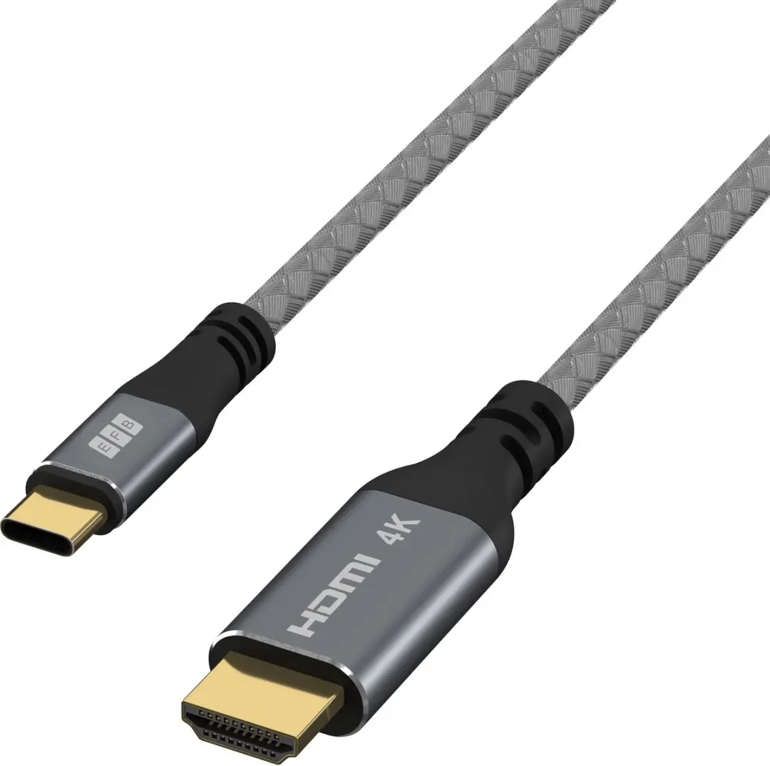 EFB Elektronik USB-HDMI-00001 USB-C naar HDMI kabel 1,8m - 4K30Hz - Zwart/Grijs - afbeelding 2 van 4
