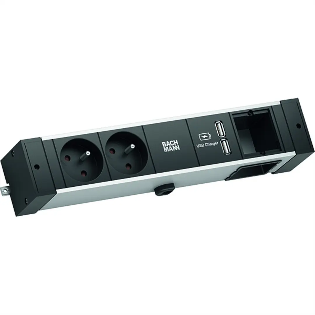 BACHMANN DESK RAIL 2xUTE 1xCM 1xUSB Oplader 2,0m GST18