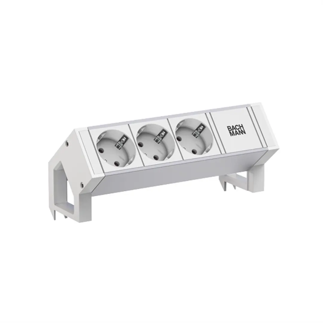BACHMANN DESK2 ALU WIT 3xCEE7/3 0,2m GST18 RAL9010