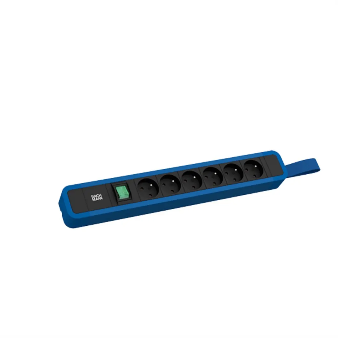 BACHMANN PRIMO 2 6xUTE 1xschakelaar met lus 2,0m CEE7/7 RAL5010