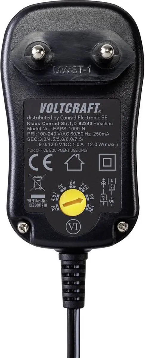 Voltcraft ESPS-1000-N Stekkernetvoeding - 12W - 1A - afbeelding 2 van 6