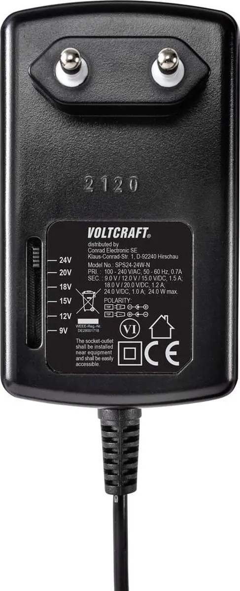 Voltcraft VC-11335620 Stekkernetvoeding - 24W - afbeelding 2 van 6