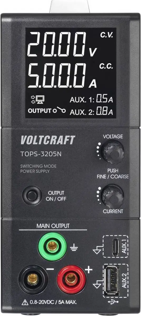 Voltcraft TOPS-3205N Labvoeding - 0.8-20V - 5A - 100W - afbeelding 2 van 4