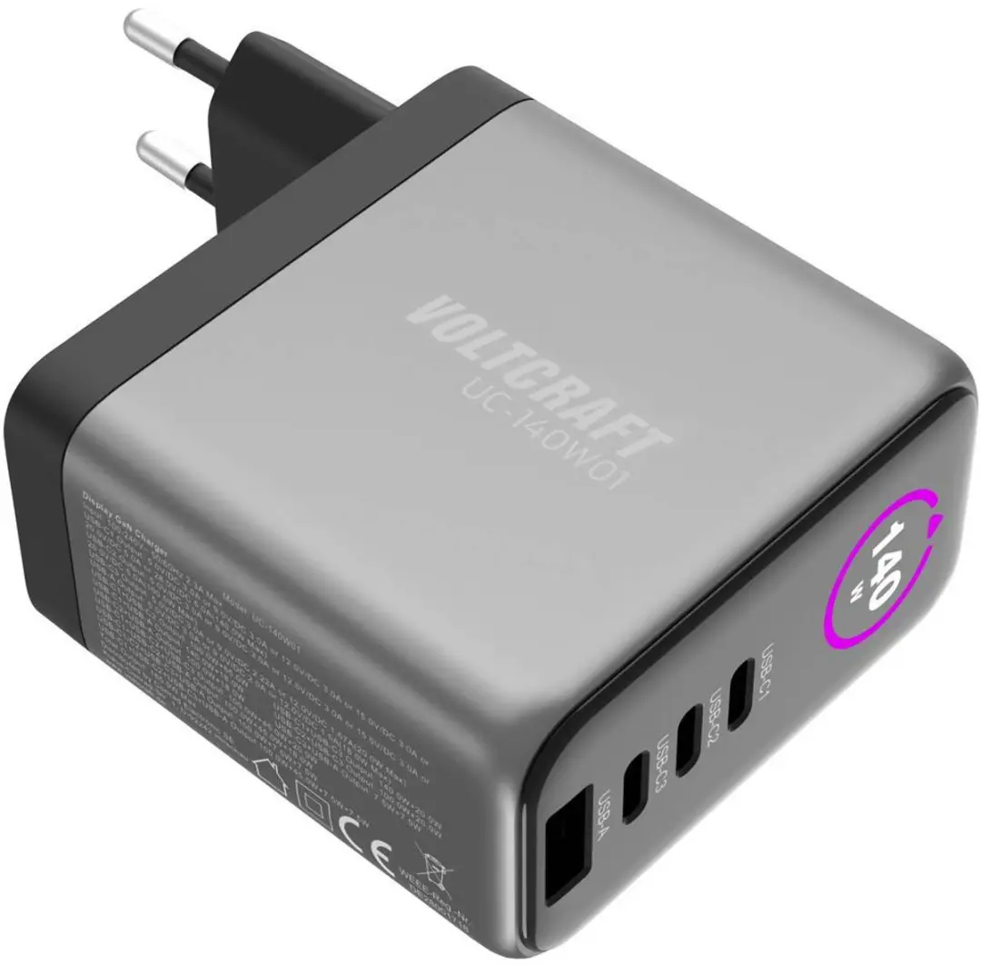 Voltcraft UC-140W01 USB-oplader 140W - Zwart - afbeelding 3 van 4