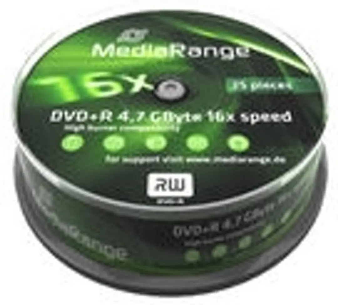 DVD+R MediaRange 4.7GB 25pcs Spindel 16x