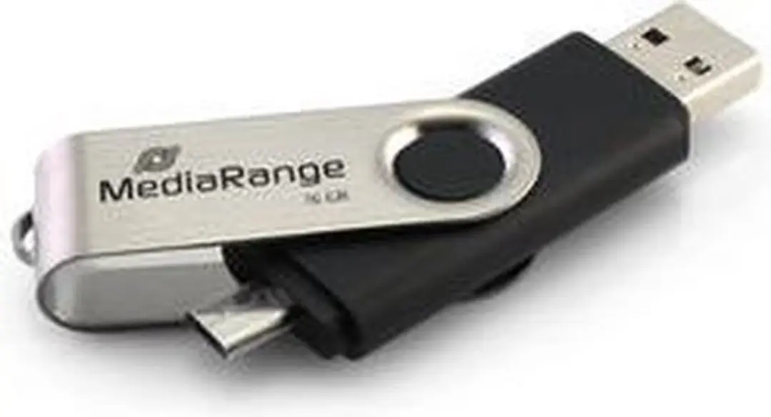 MediaRange MR932-2 USB-Stick 32GB Combo - Zwart/Zilver - afbeelding 3 van 4