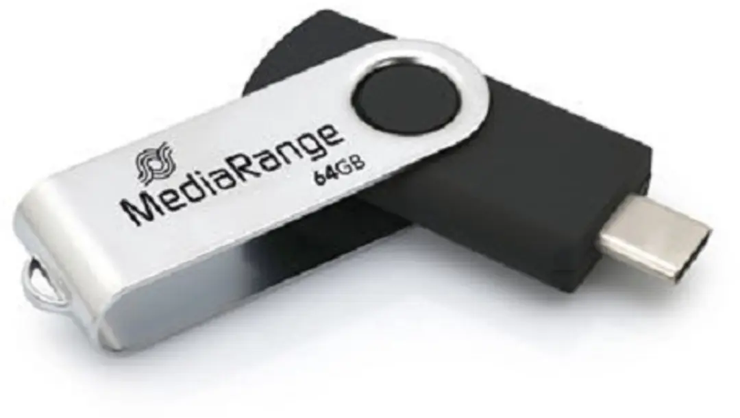 MediaRange MR1953 USB-stick 64GB USB-C - Zwart/Zilver - afbeelding 2 van 3