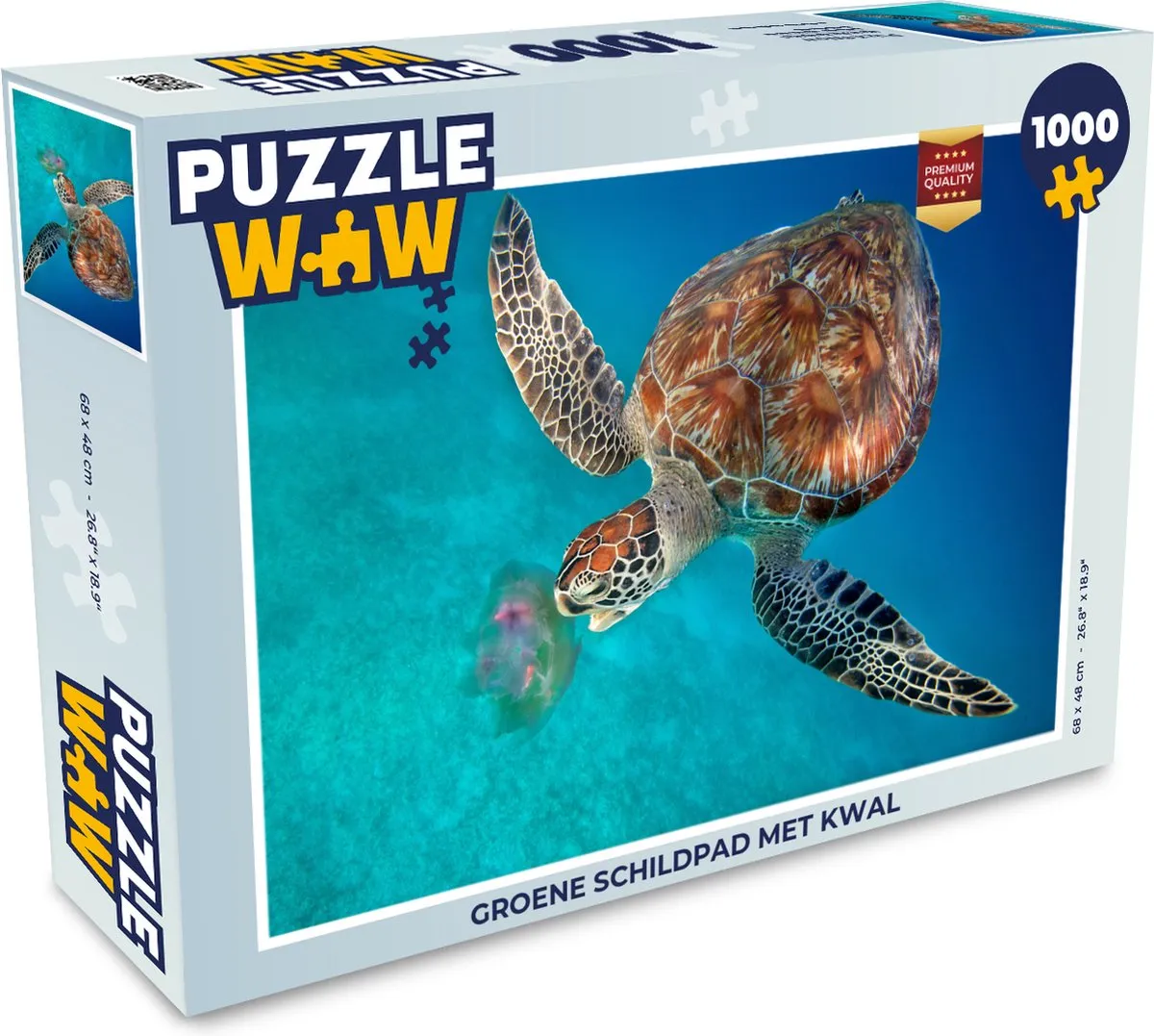 PuzzleWow Legpuzzel Groene Schildpad met Kwal 1000 Stuks