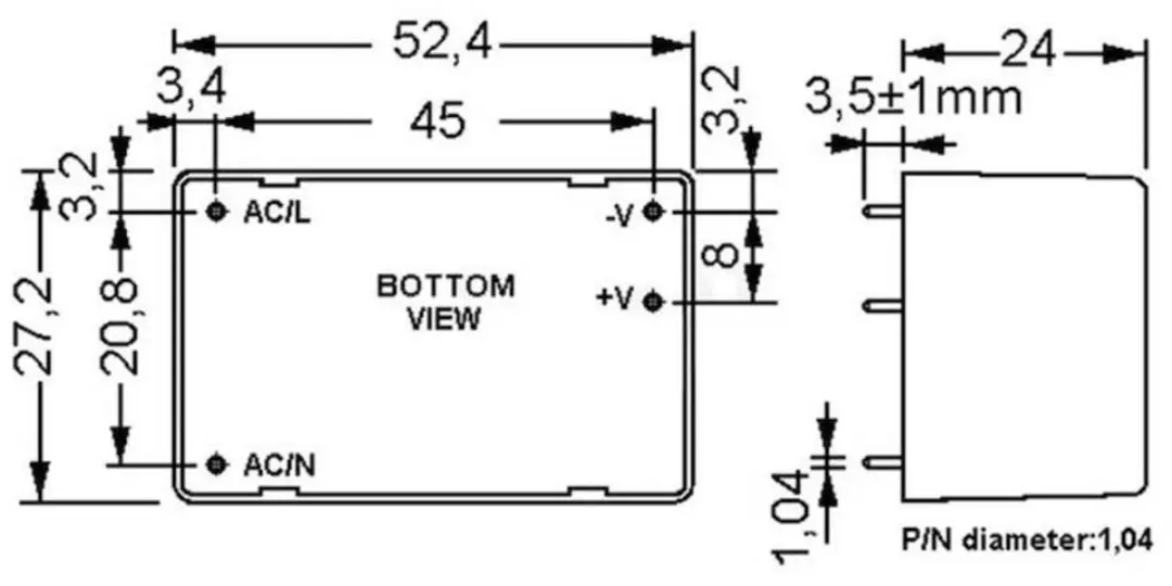 Mean Well IRM-20-24 AC/DC Printnetvoeding - 24V 20W - afbeelding 3 van 5