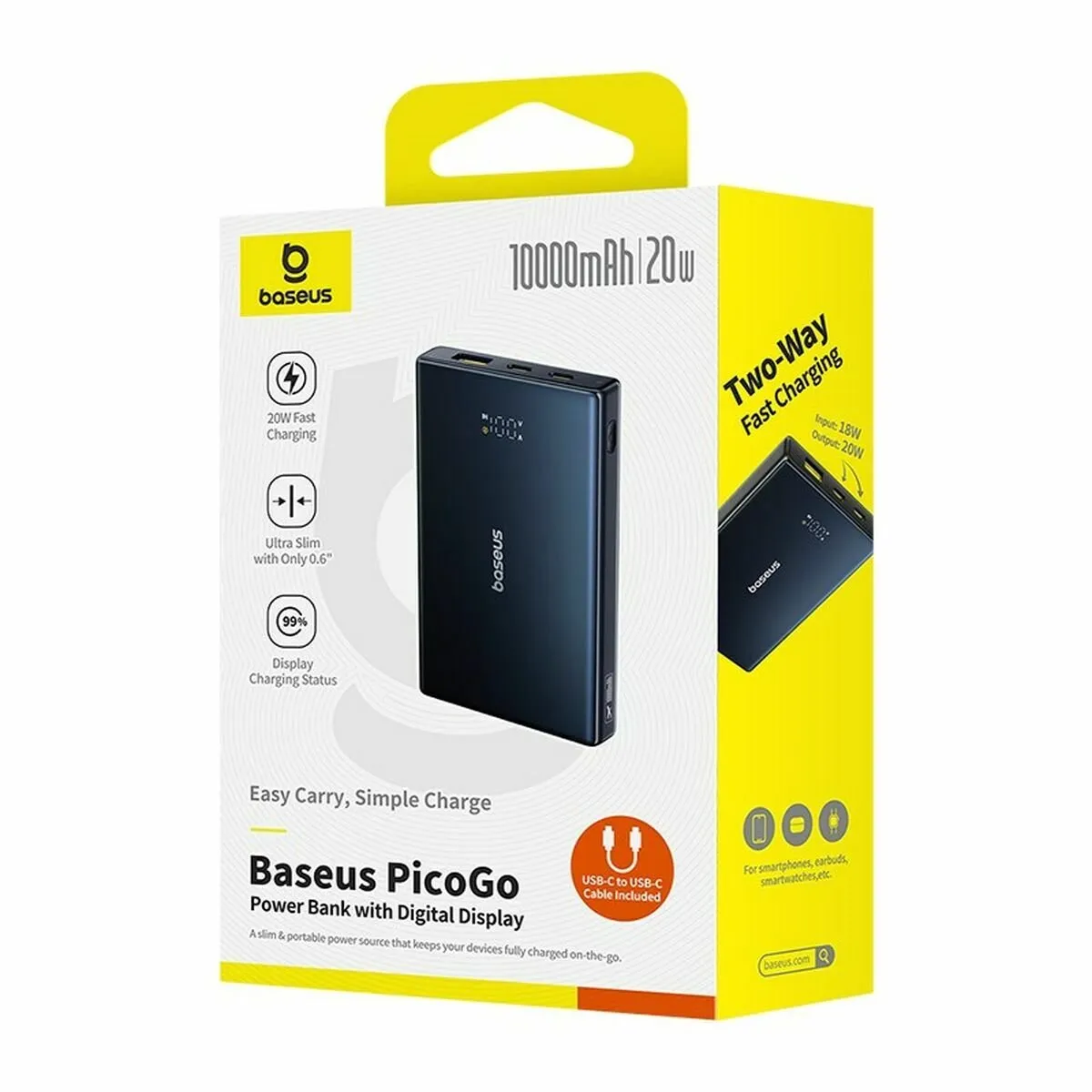 Baseus P10076801123-00 Powerbank 10000mAh - 20W - Zwart