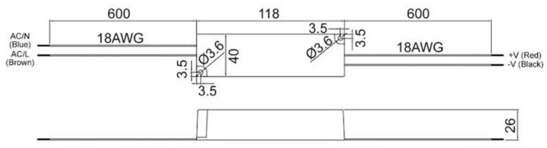 Mean Well LPV-20-24 Schakelende Voeding - 20W - 24V - afbeelding 2 van 6