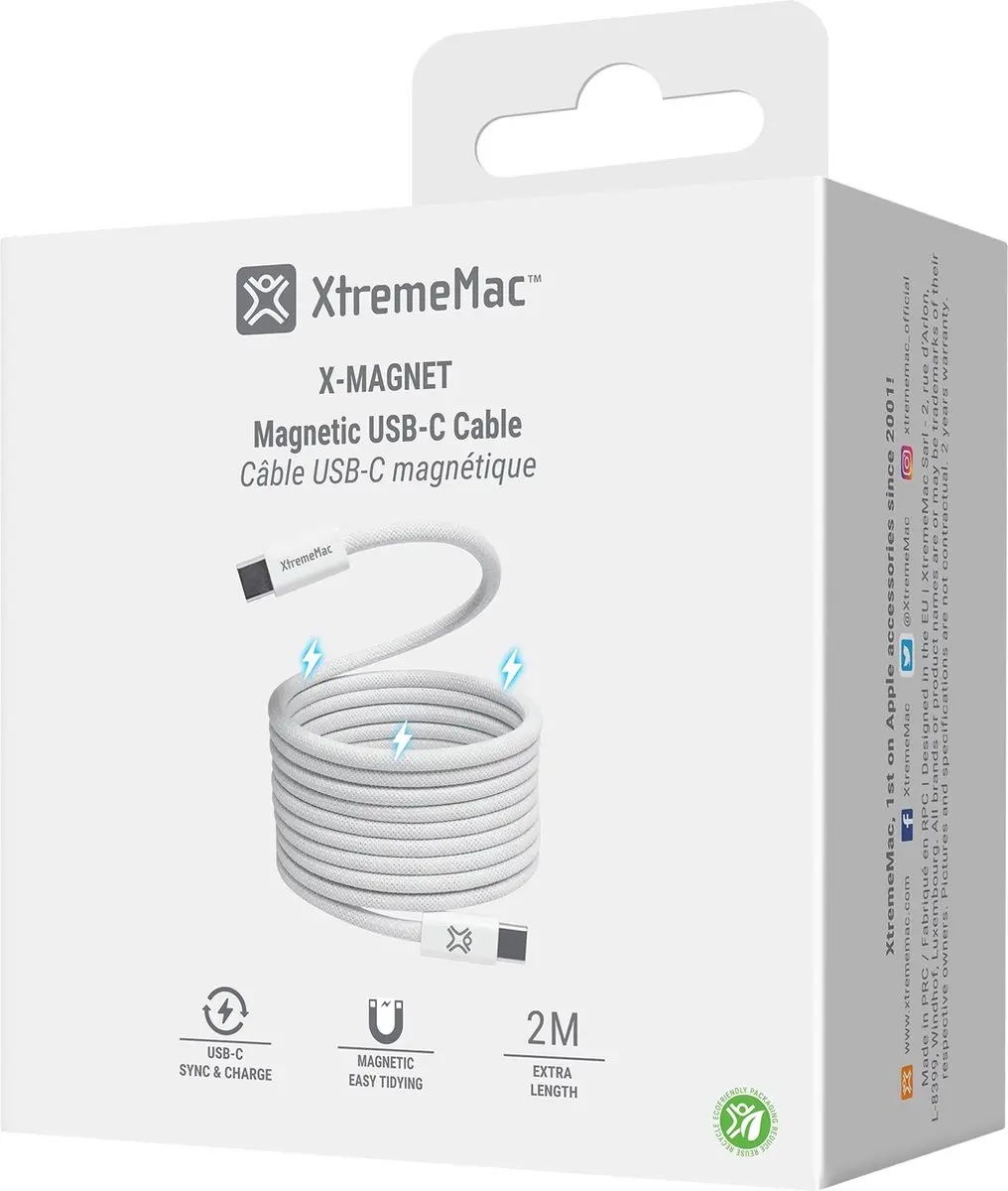 XtremeMac X-Magnet XWH-XMG-03 USB-C Kabel - 60W - 2m - afbeelding 6 van 6