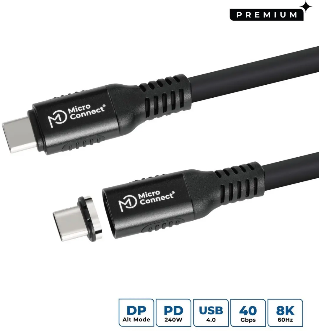 Microconnect MC-LS-USB4CC2.0 USB-C kabel - 2m - 240W - Zwart - afbeelding 5 van 6