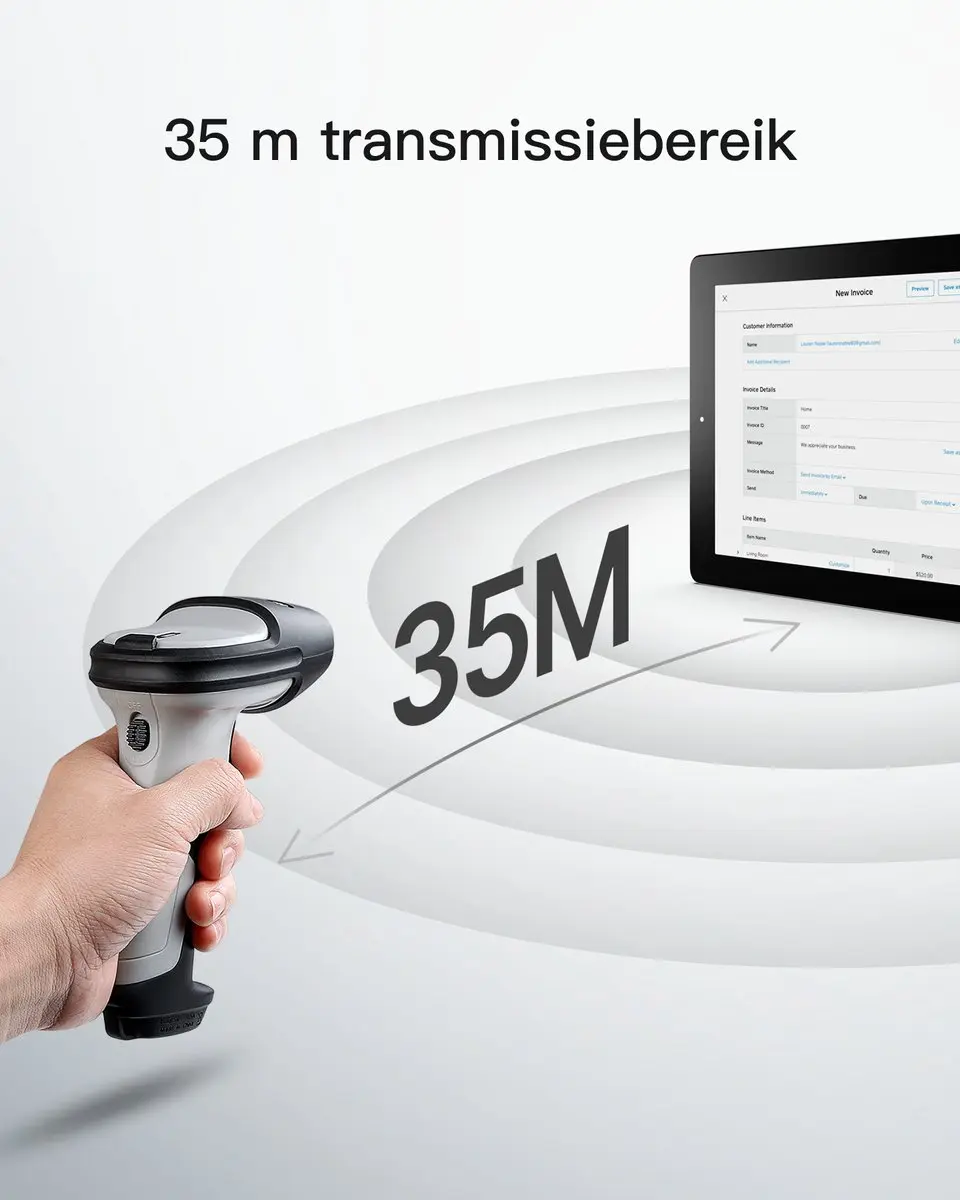Inateck BCST-70 Barcodescanner Bluetooth - Grijs - afbeelding 5 van 6