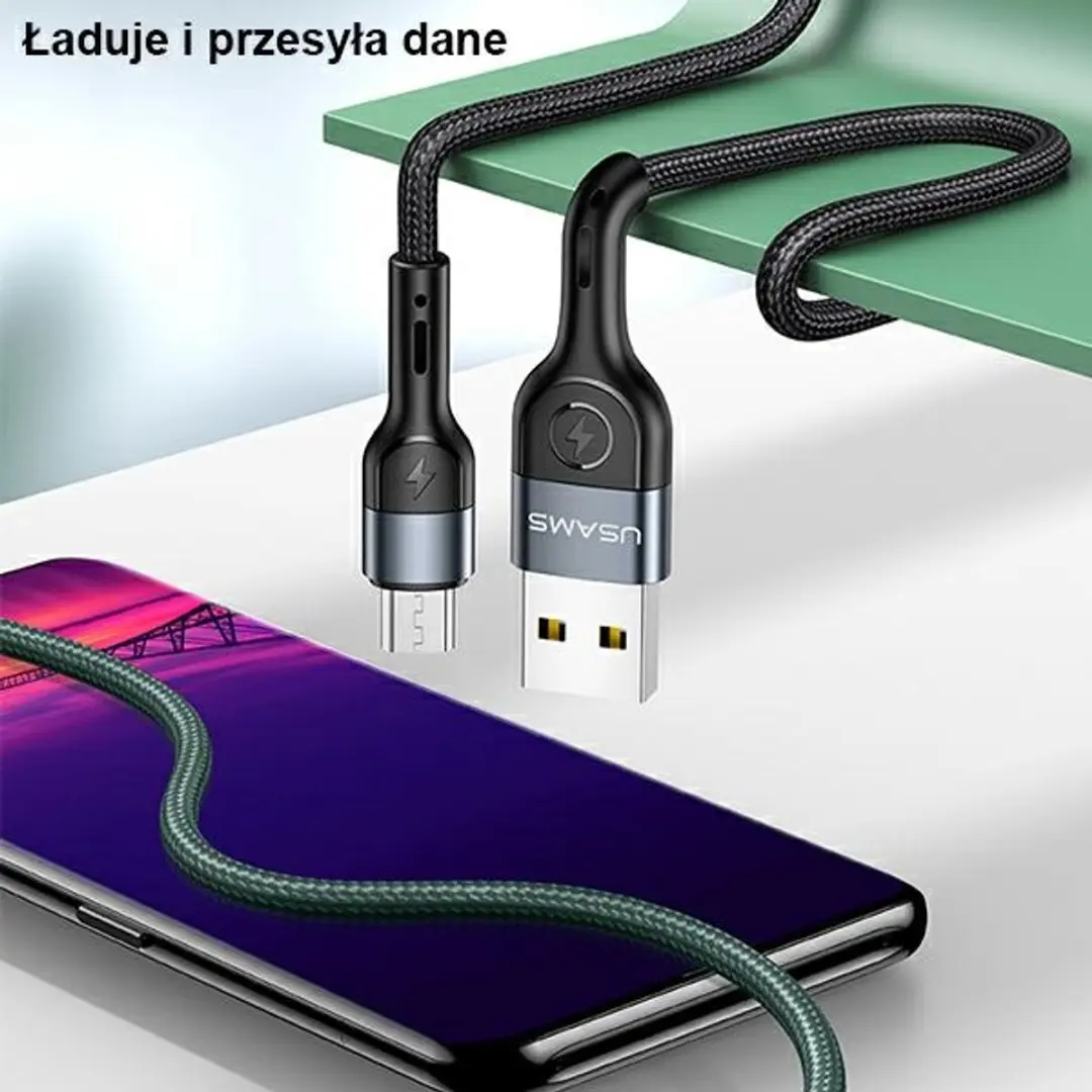 USAMS U55 Micro-USB Kabel SJ450USBSG02 - 1m - Groen - afbeelding 3 van 6
