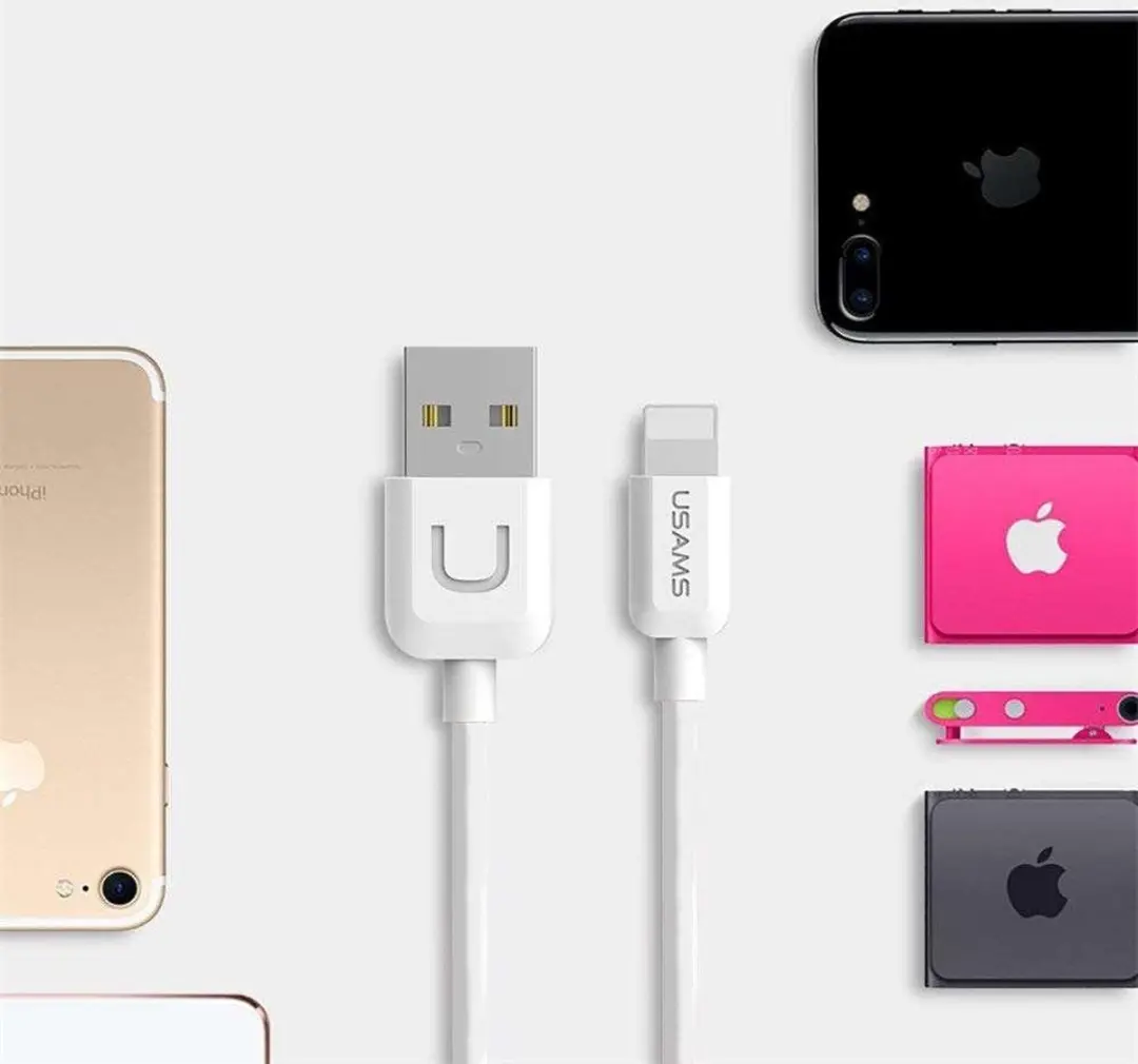 USAMS U-Turn Lightning Kabel 1m - 2A - Wit - afbeelding 5 van 6