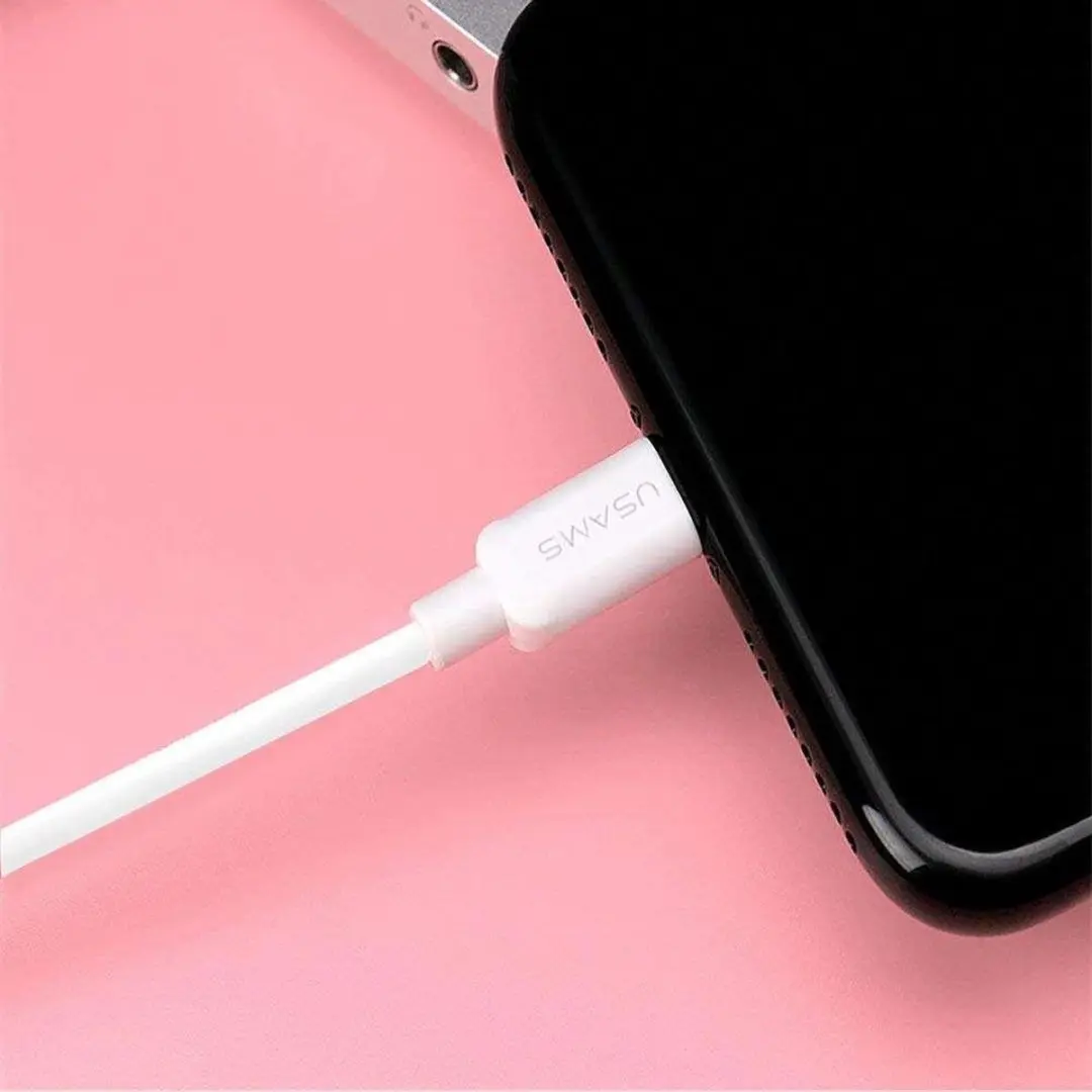 USAMS U-Turn Lightning Kabel 1m - 2A - Wit - afbeelding 6 van 6