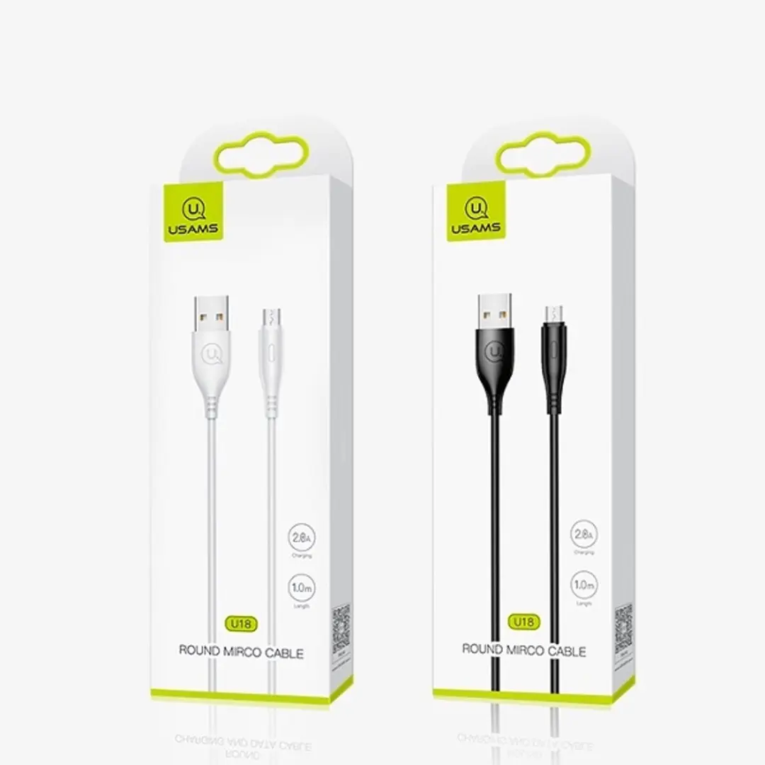 USAMS U18 microUSB kabel 1m - Snel opladen - Wit - afbeelding 3 van 3
