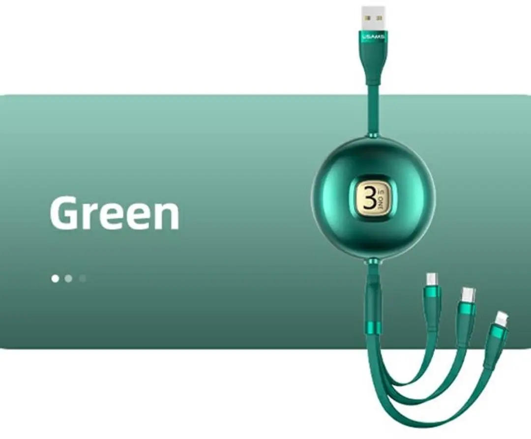 USAMS U69 3-in-1 kabel USB-C Lightning MicroUSB - 1m - Groen - afbeelding 2 van 6