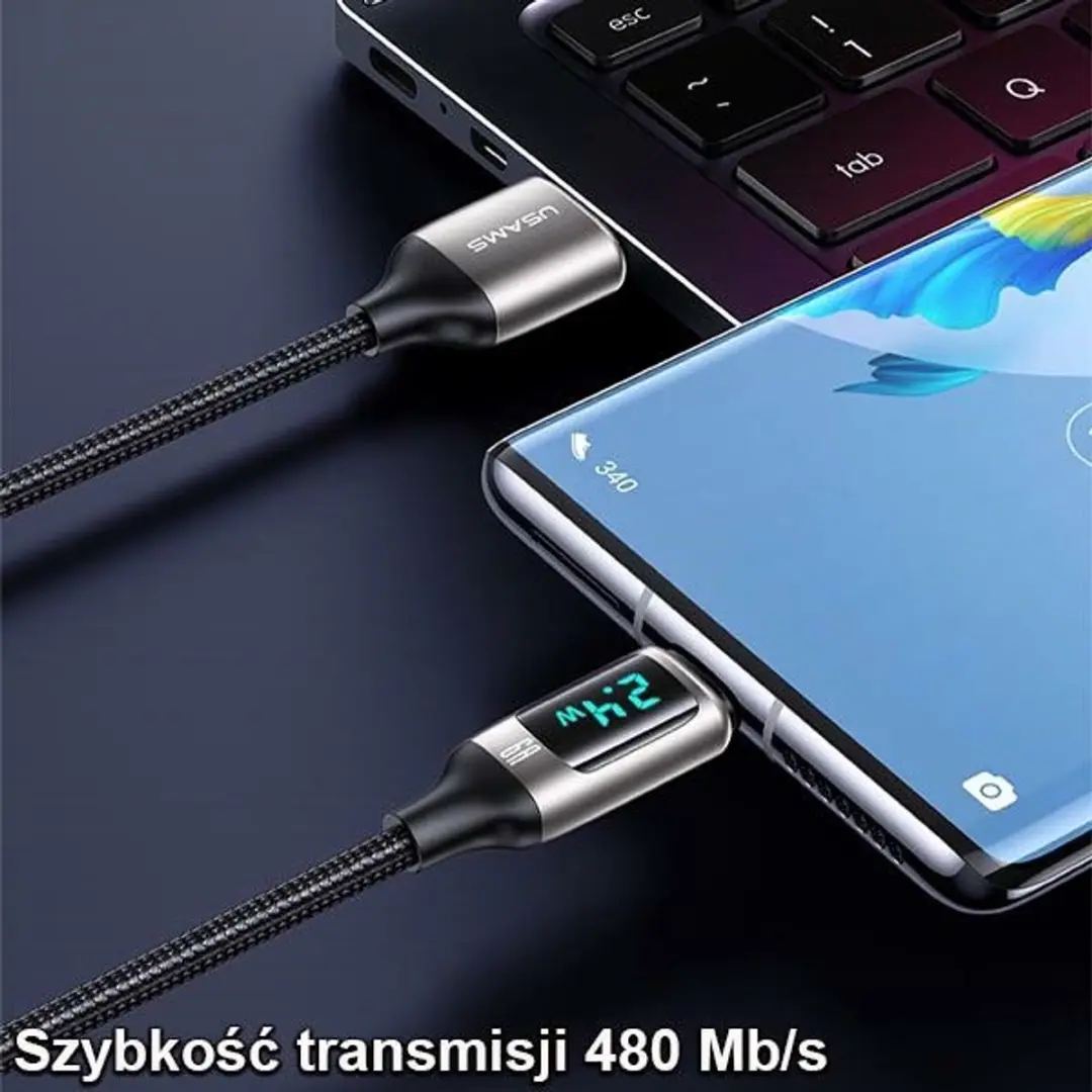 USAMS U78 USB-C Kabel 1.2m - Wit - afbeelding 2 van 6