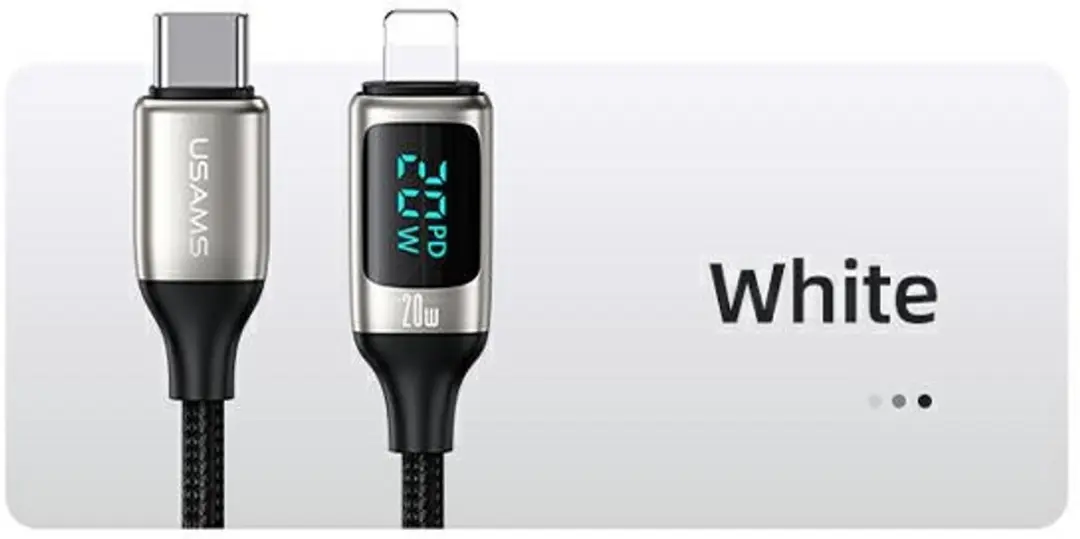 USAMS U78 USB-C naar Lightning Kabel - 20W - 1.2m - Wit - afbeelding 2 van 6