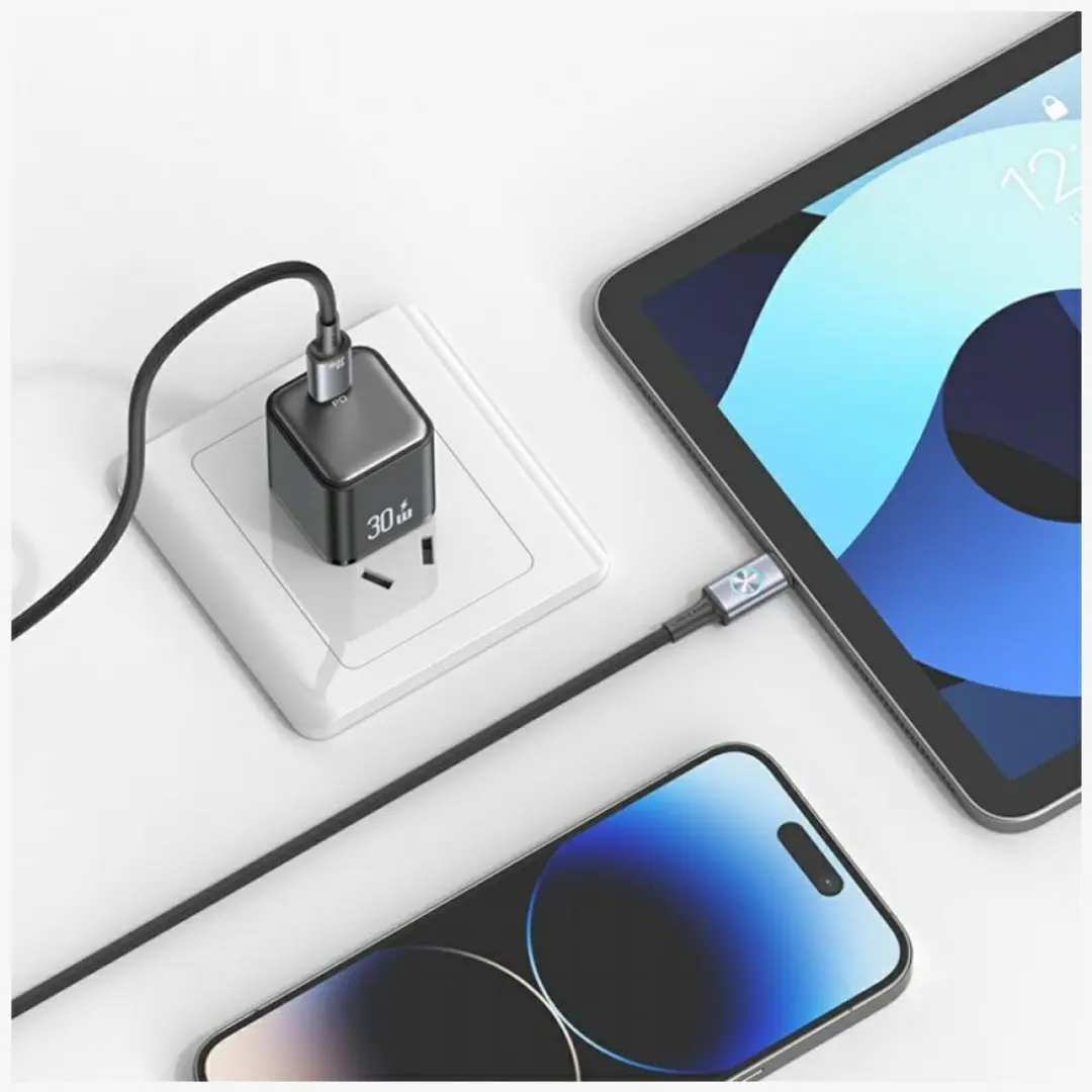 USAMS Huan SJ753 USB-C naar Lightning Kabel 1,2m - Zilver - afbeelding 2 van 4
