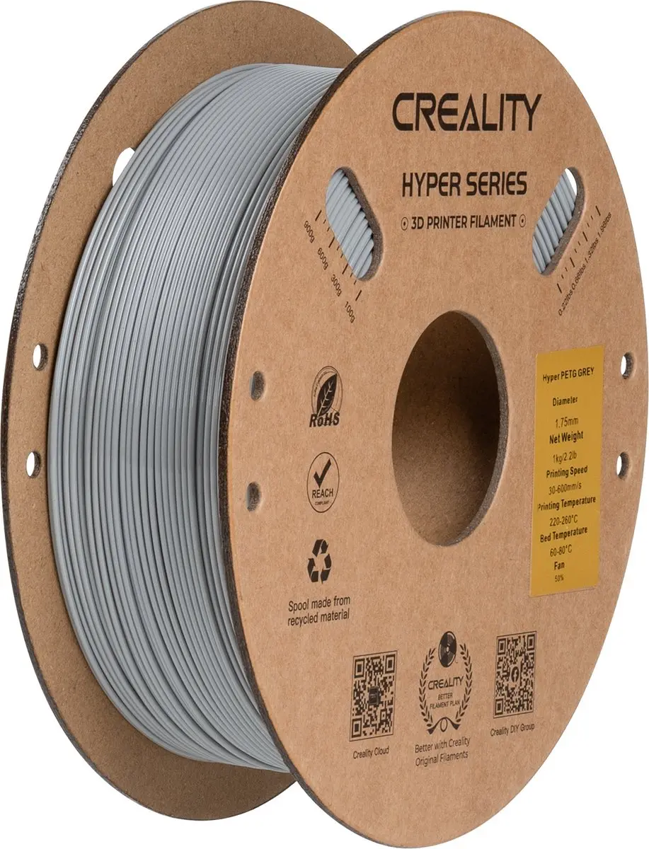 Creality Hyper PETG Filament 1,75mm 1kg - Grijs - afbeelding 6 van 6