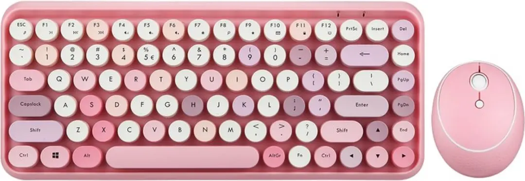 Perixx Periduo 713 draadloos compact roze toetsenbord en muis 2in1 desktop set