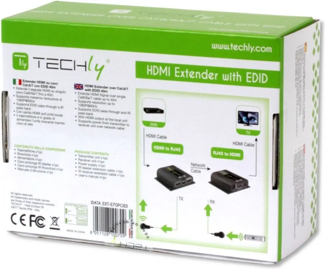 Techly IDATA EXT-E70POED HDMI Extender