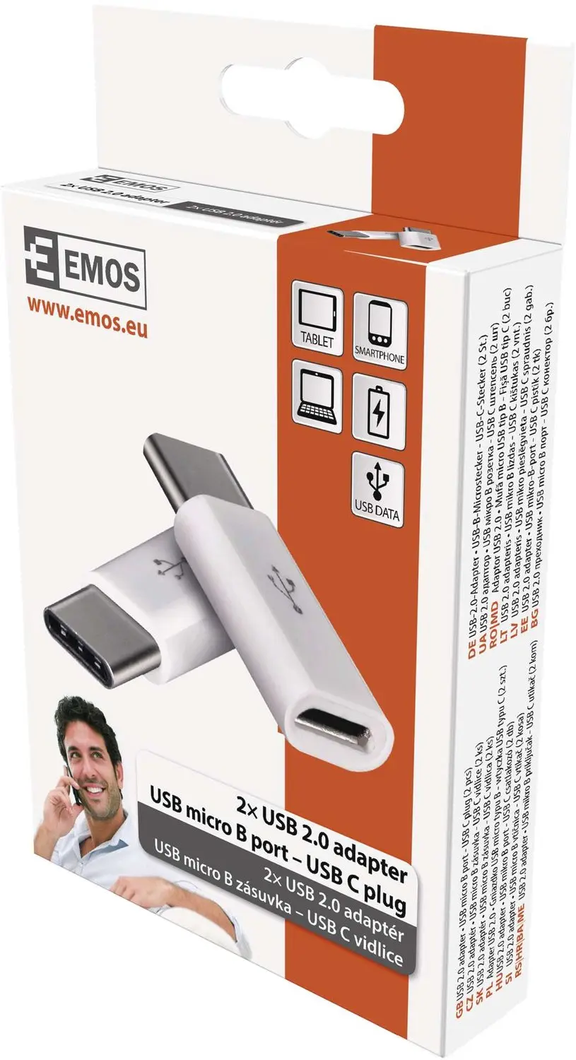 Emos SM7023 USB-adapter Micro-USB naar USB-C - 2 stuks - afbeelding 2 van 6
