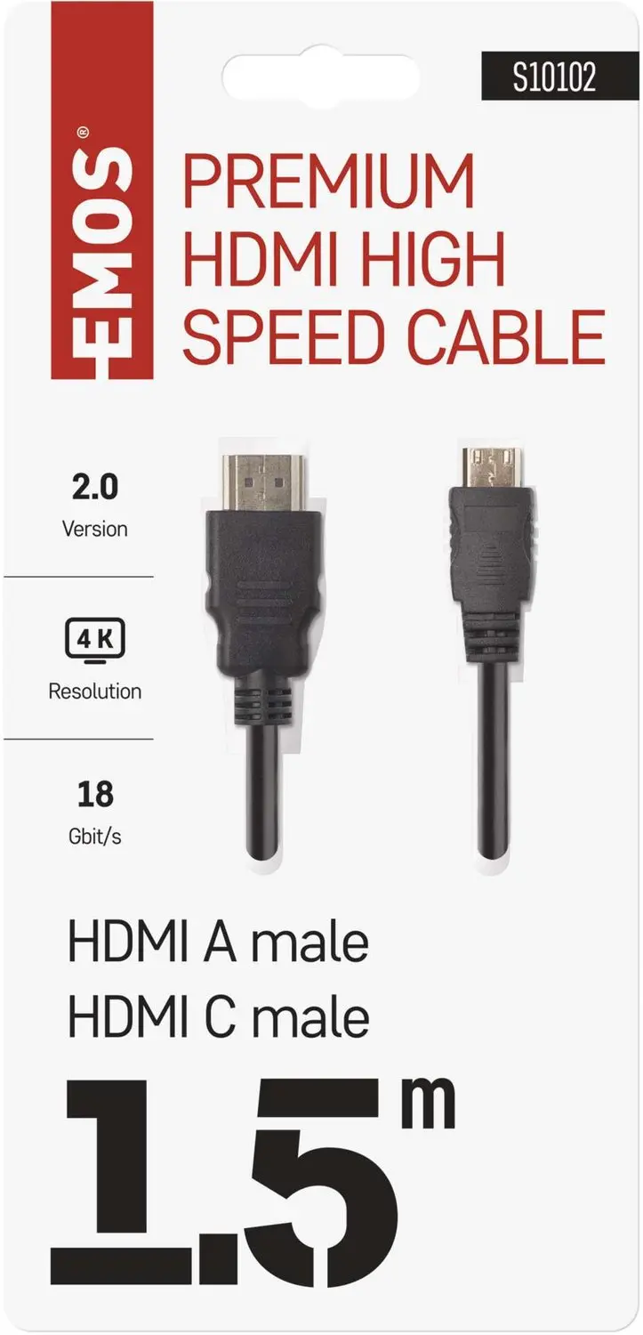 Emos S10102 HDMI 2.0 Kabel A-C 1,5m - Zwart - afbeelding 4 van 6
