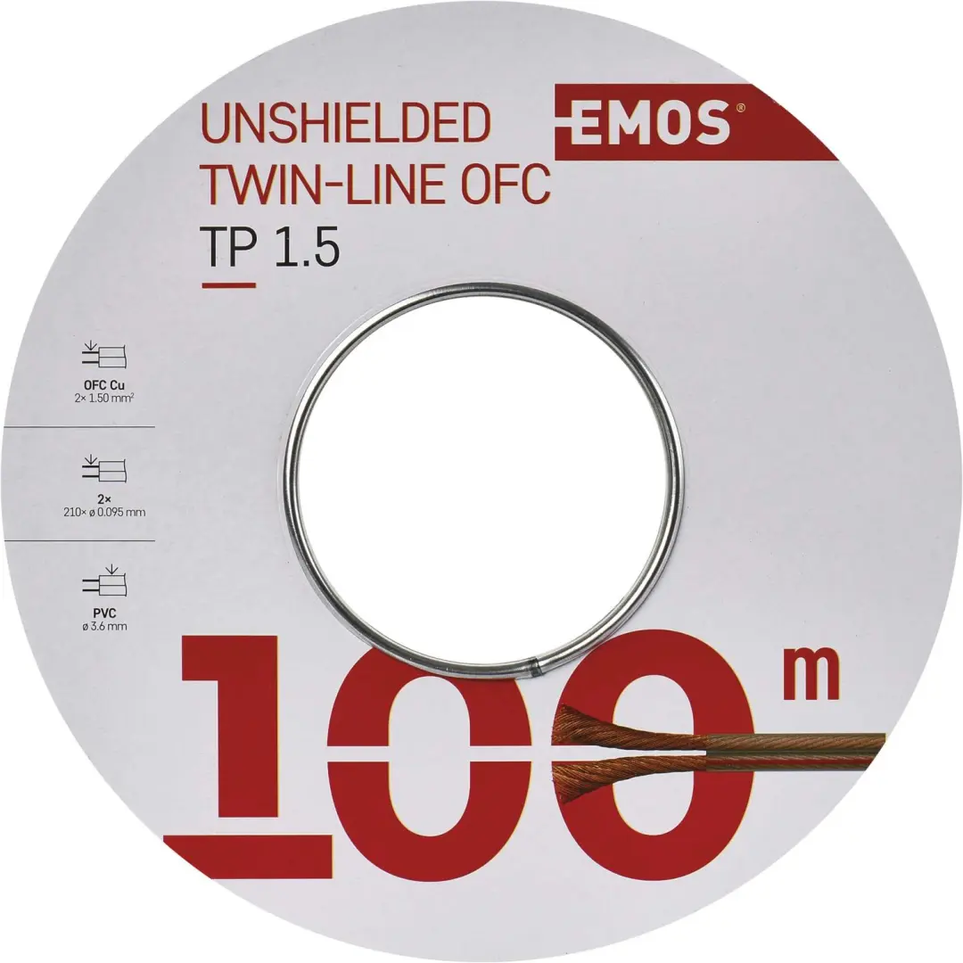 EMOS Ongeschermde dubbele kabel 2x1,5 mm, transparant, 100 m, S8314 - afbeelding 2 van 6