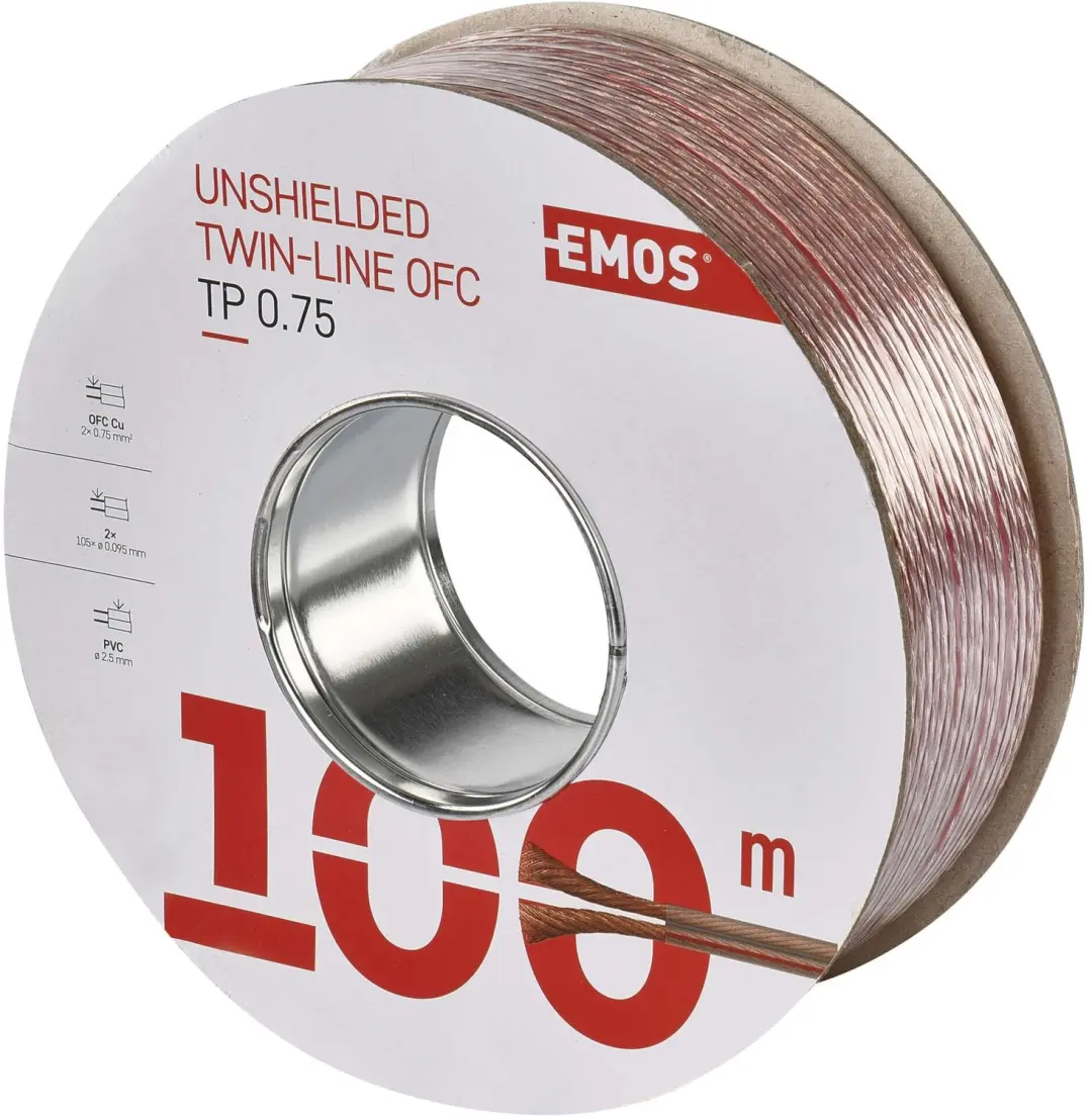 EMOS Ongeschermde dubbele kabel 2x0,75 mm, transparant, 100 m, S8307 - afbeelding 4 van 6