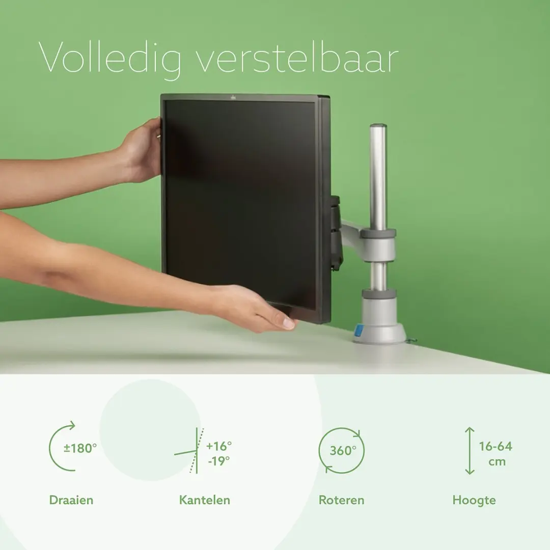 R-Go Tools Zepher RGOVLZE4SI Monitorarm - Zwart/Zilver - afbeelding 5 van 6