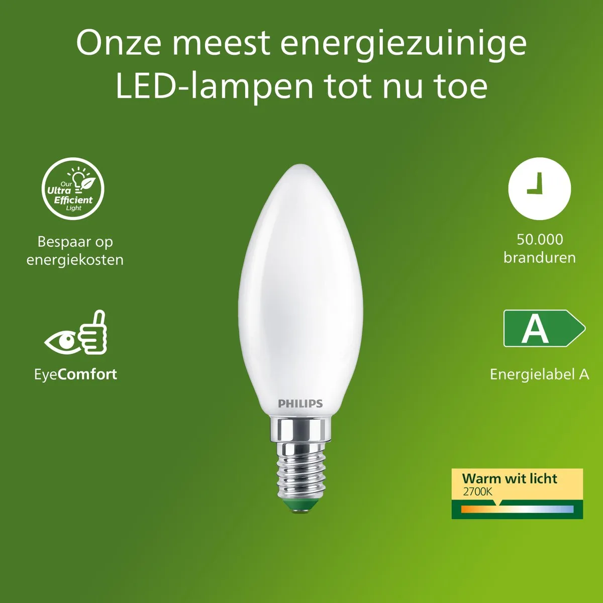 Philips UltraEfficient LED B35 E14 3.8W Warmwit Mat