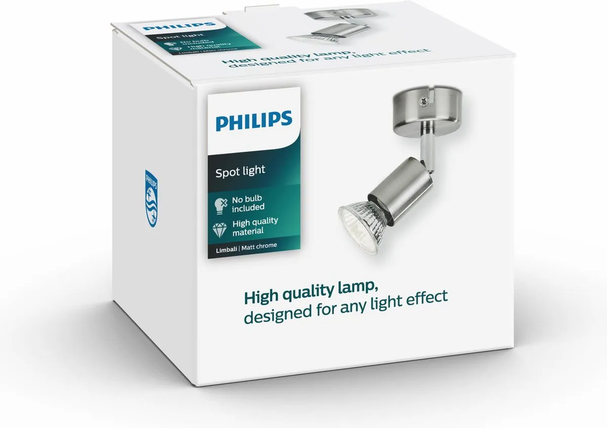 Philips Limbali Opbouwspot GU10 - 4,8W Warmwit - Mat Chroom