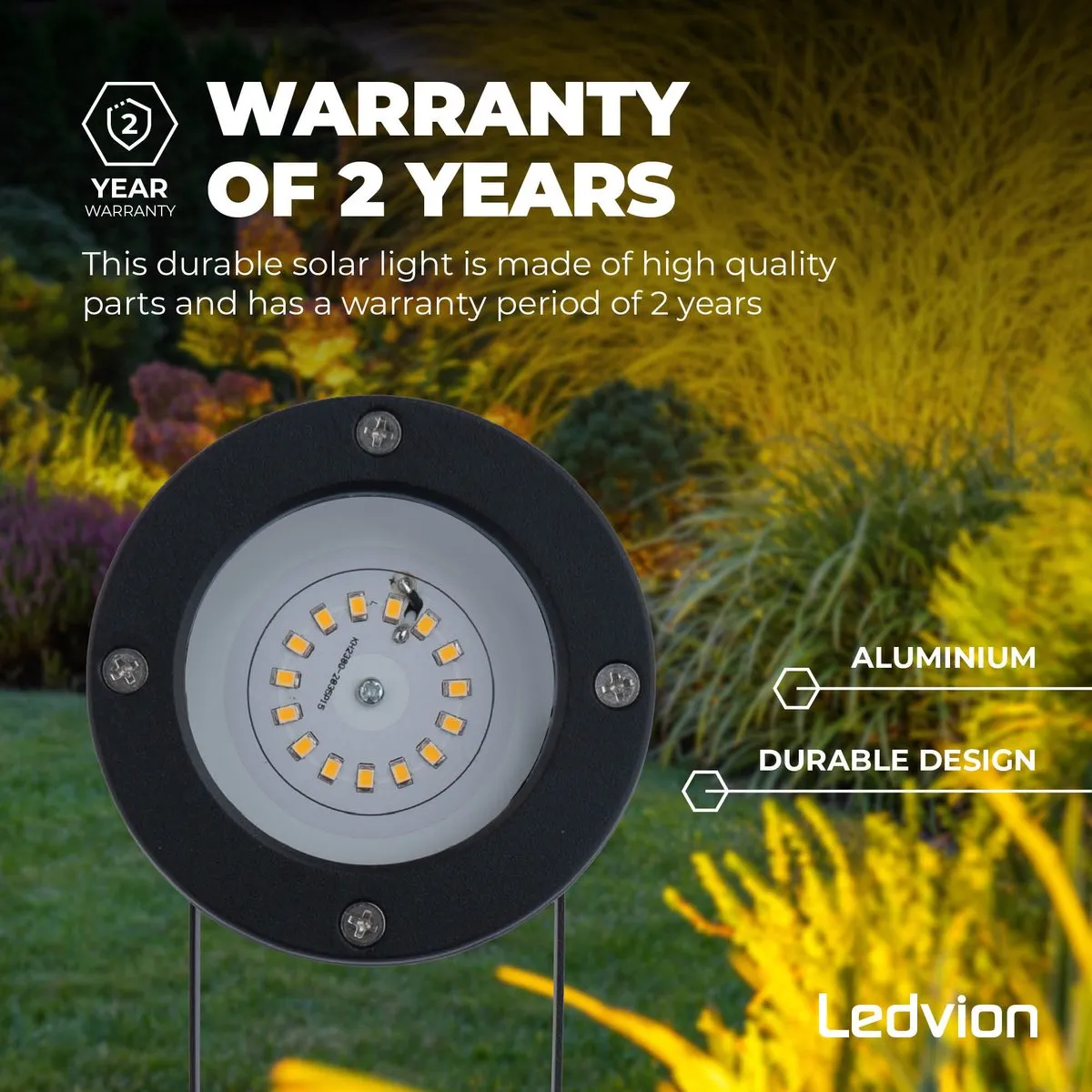 LEDVION LED Solar Prikspot 0.29W 3000K - Zwart