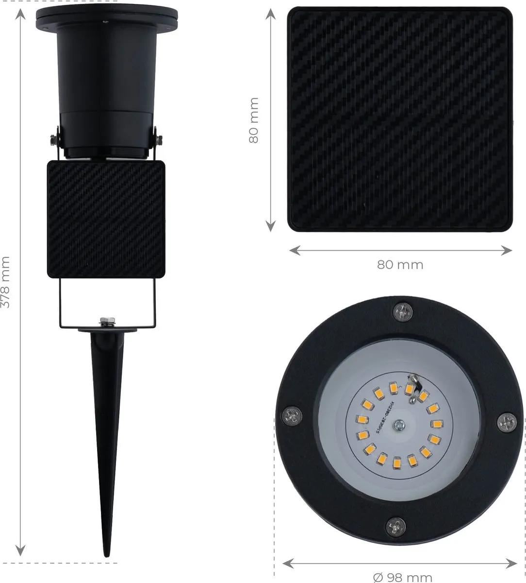 LEDVION LED Solar Prikspot 0.29W 3000K - Zwart