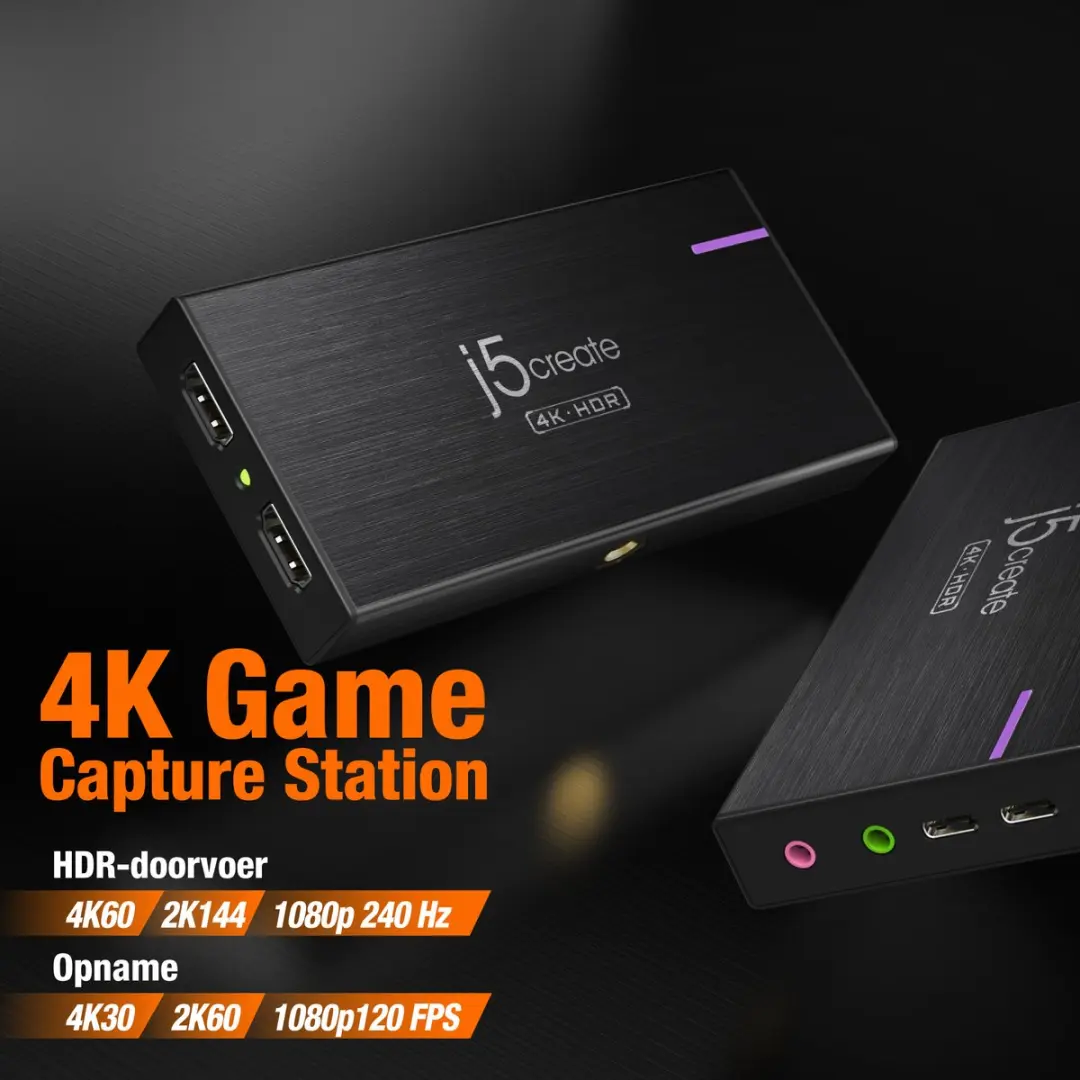 j5create JVA14-N 4K Game Capture Station - Zwart - afbeelding 6 van 6
