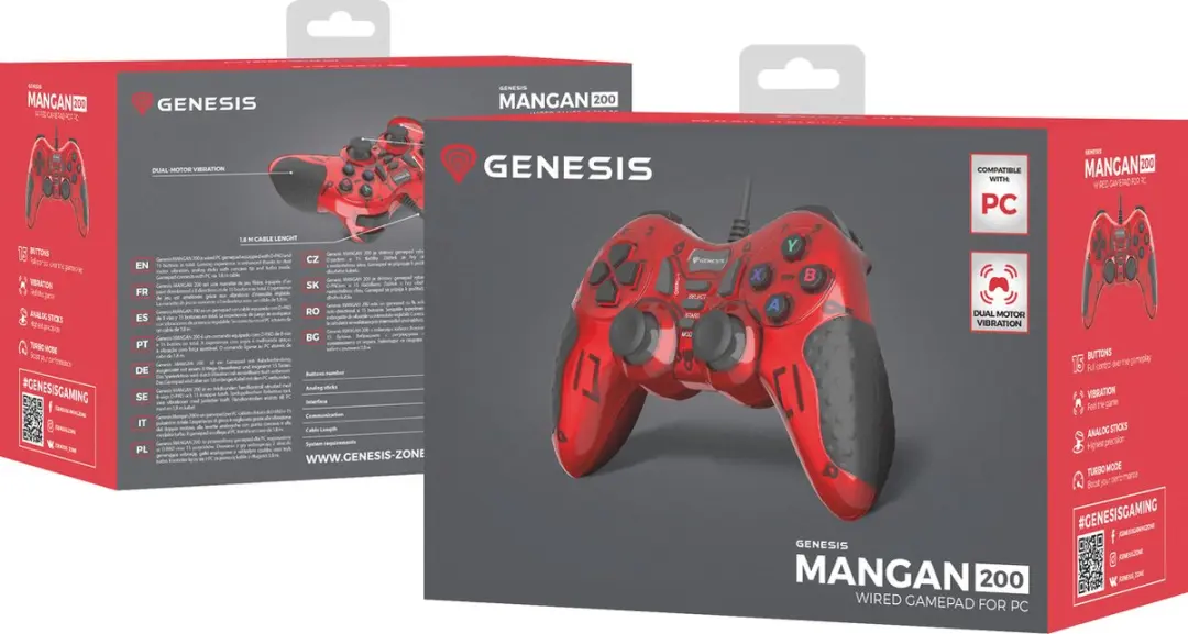 Genesis Mangan 200 NJG-1425 Gamepad - Bedraad - Rood/Zwart - afbeelding 2 van 6