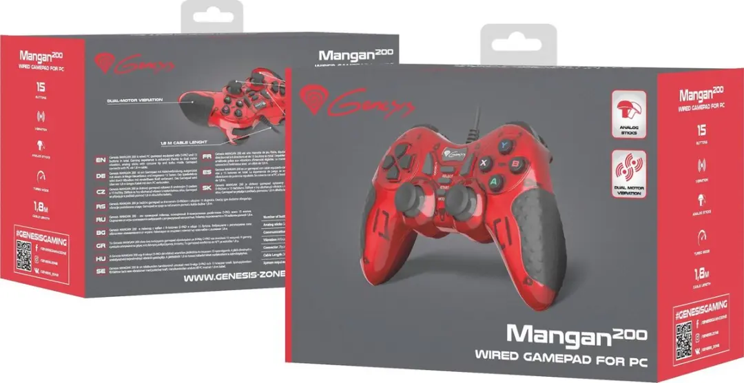 Genesis Mangan 200 NJG-1425 Gamepad - Bedraad - Rood/Zwart - afbeelding 3 van 6