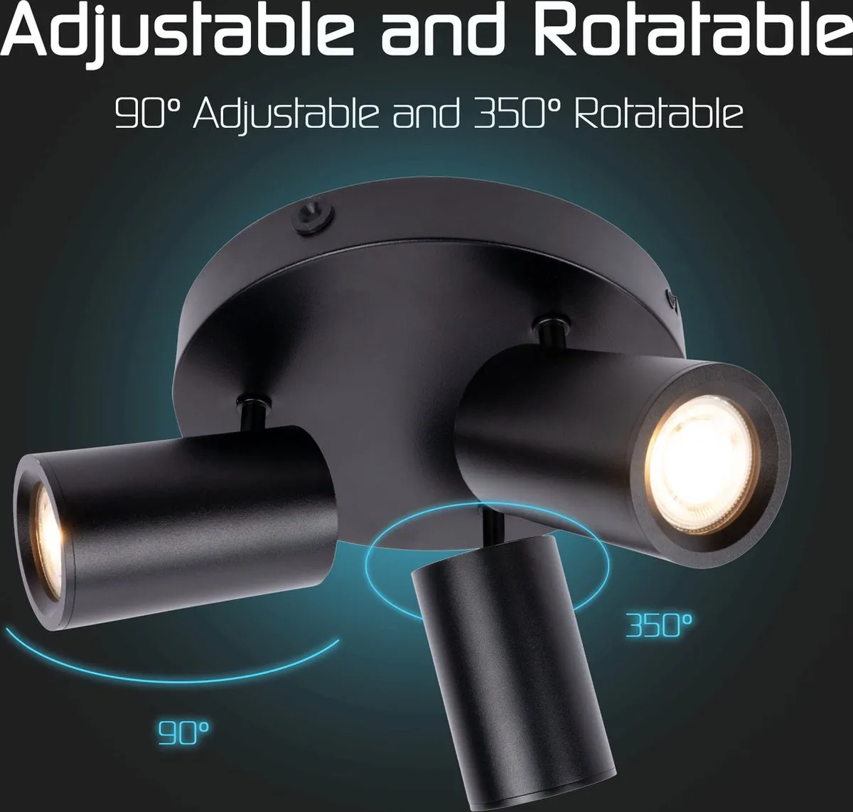 LEDVION SMART Plafondspot 3-lichts RGB+CCT 4.9W - Zwart - afbeelding 6 van 6