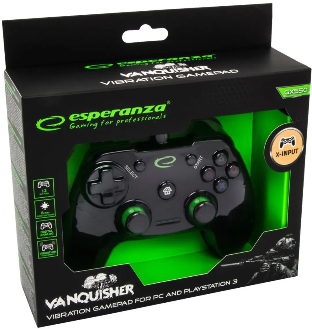 Esperanza EGG110K Gamepad PC/PS3 - Zwart - afbeelding 6 van 6